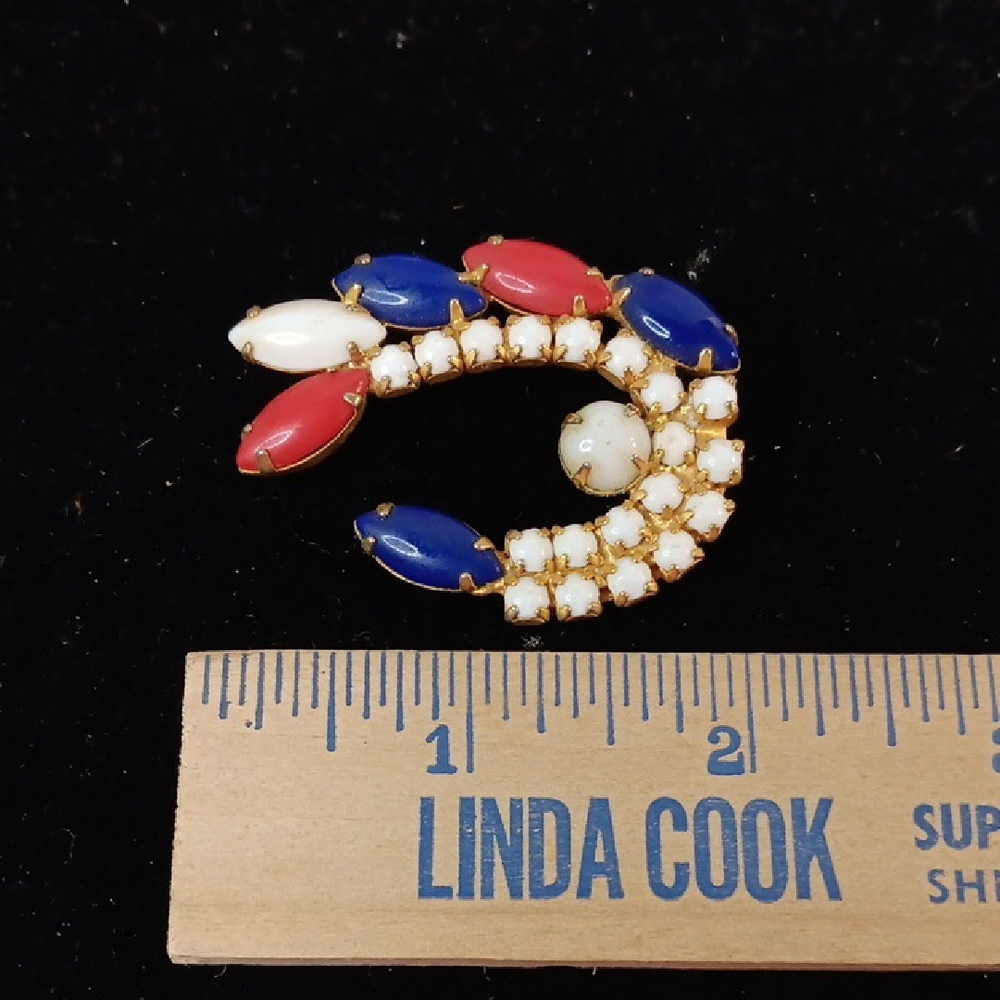Source Unknown Red, Blue, and White Brooch